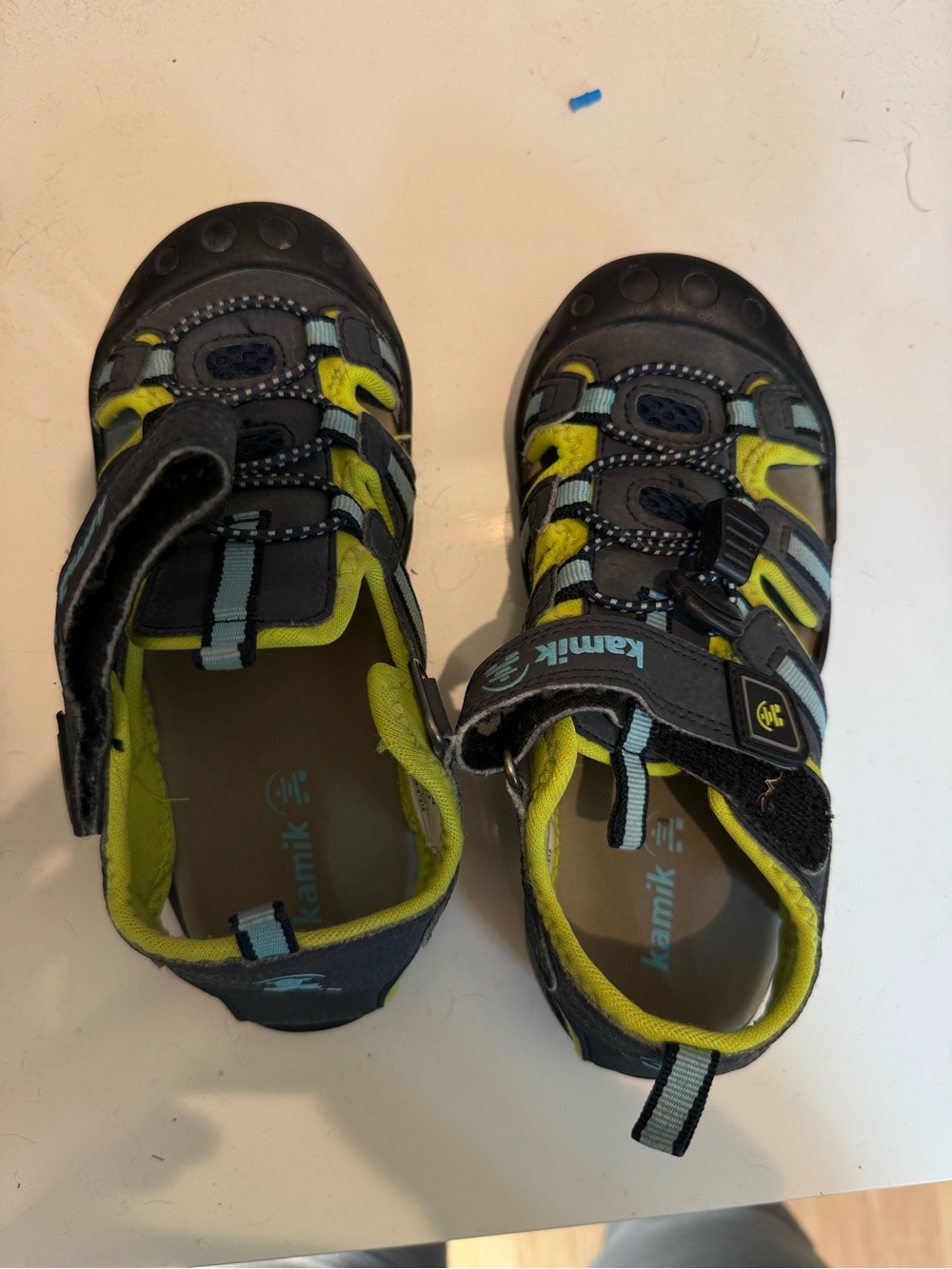 Kamik Kids' Grey and Yellow Outdoor Sandals size 13